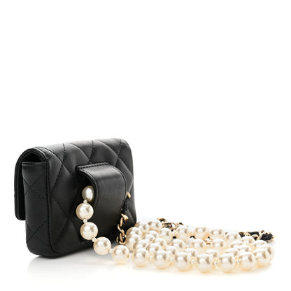 Chanel Lambskin Quilted Pearl Chain Belt Bag Black 3 of 11