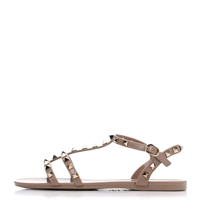 Valentino Garavani PVC Jelly Rockstud Caged Sandals 39 Poudre 1 of 4
