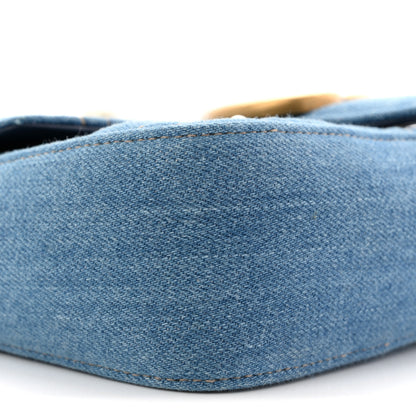 Gucci Denim Matelasse Pearl Studded Mini GG Marmont Shoulder Bag Blue 9 of 10