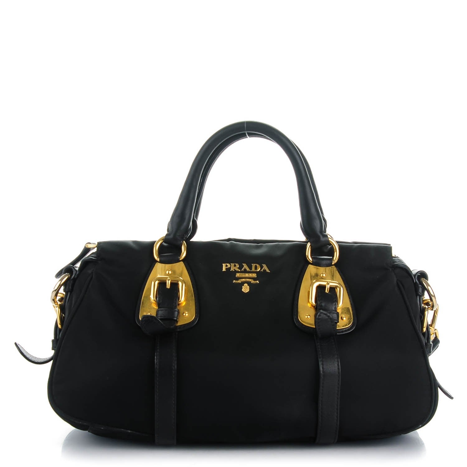 Prada Tessuto Nylon Calfskin Shopping Satchel Black 1 of 8