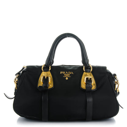 Prada Tessuto Nylon Calfskin Shopping Satchel Black 1 of 8