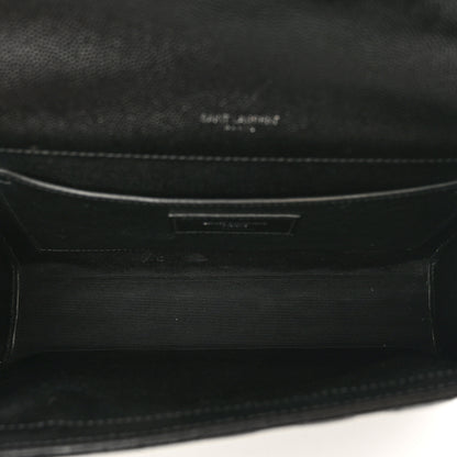 Saint Laurent Grain De Poudre Textured Mixed Matelasse Triquilt Medium Monogram Satchel Black 6 of 10