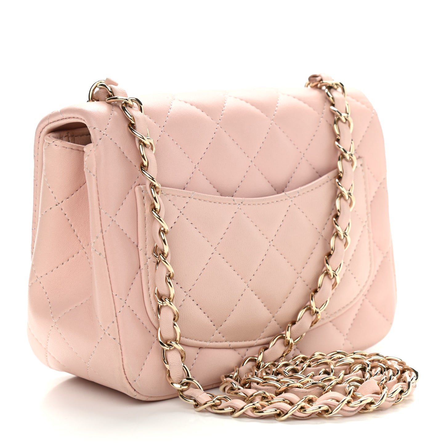 Lambskin Quilted Mini Square Flap Light Pink