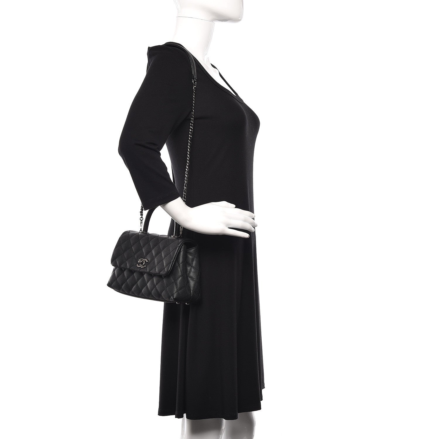 Chanel Caviar Lizard Quilted Mini Coco Handle Flap Black 2 of 11