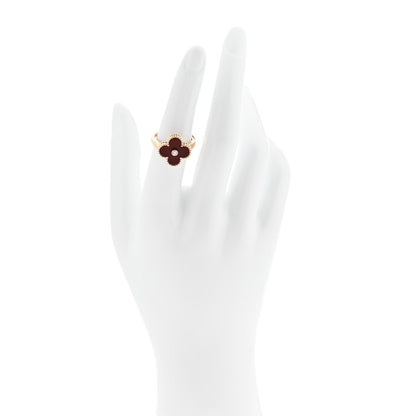 Van Cleef & Arpels 18K Yellow Gold Diamond Carnelian Vintage Alhambra Ring 52 6 2 of 6