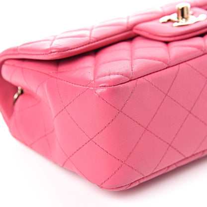 Chanel Lambskin Quilted Mini Rectangular Flap Dark Pink 10 of 13