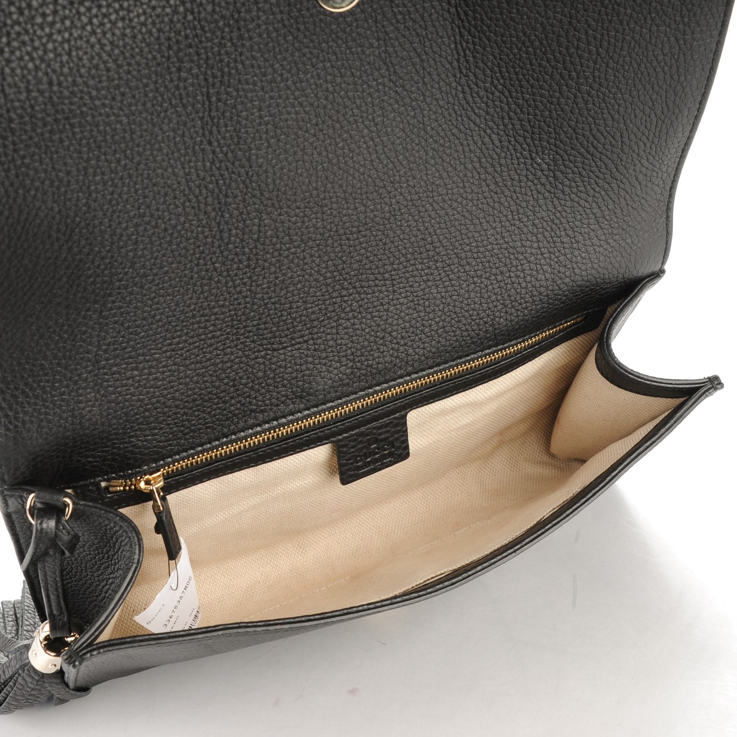 Pebbled Calfskin Medium Soho Clutch Black