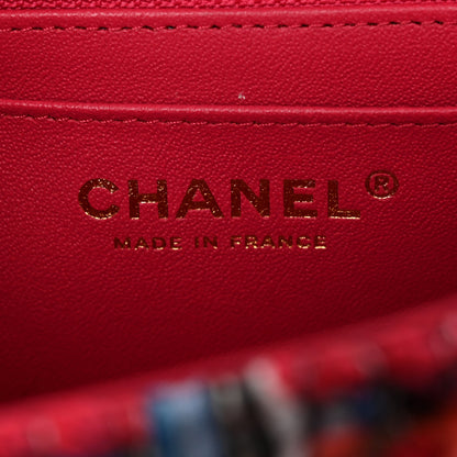 Chanel Tweed Quilted Mini Rectangular Flap Red Pink Black 6 of 10