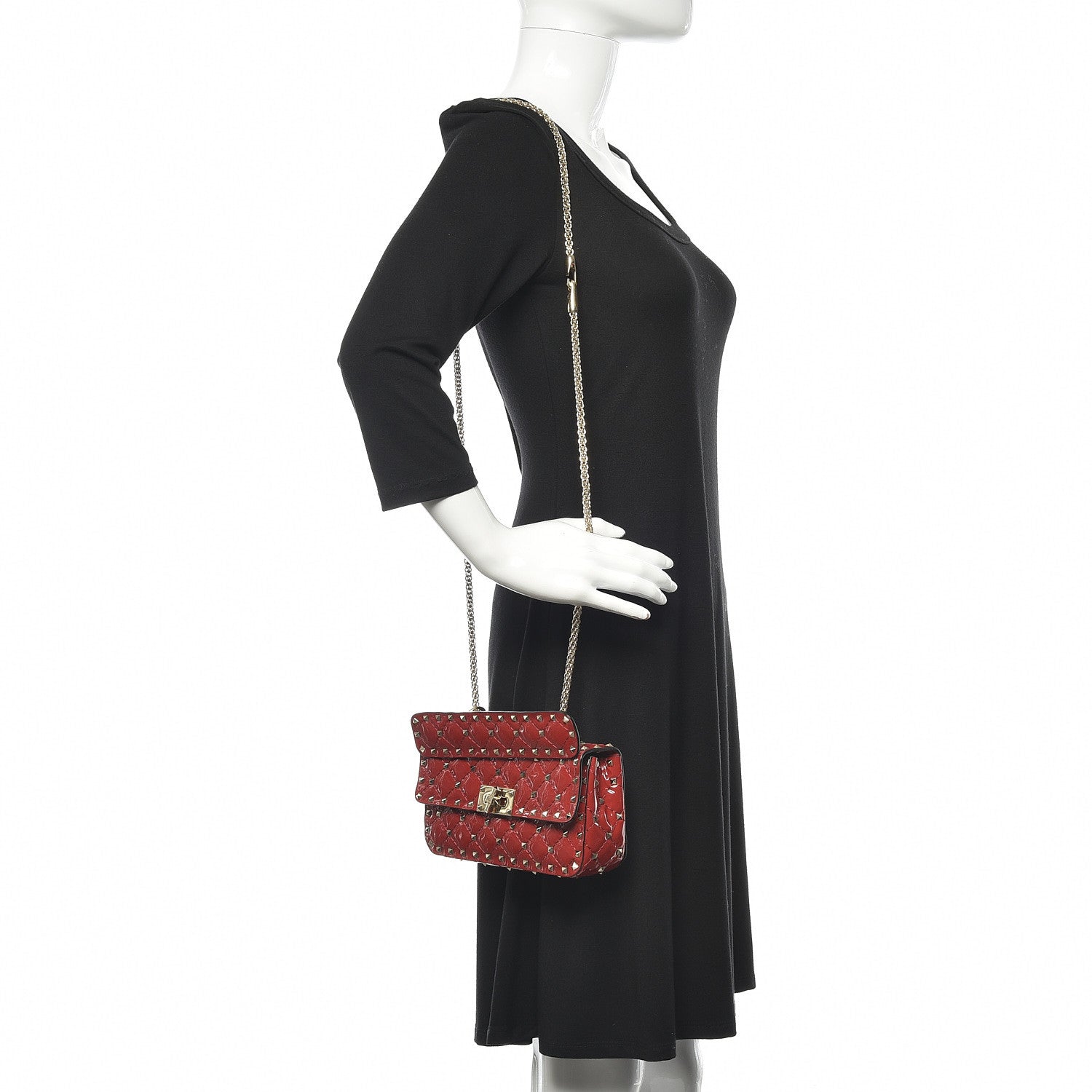 Valentino Garavani Patent Small Rockstud Spike Shoulder Bag Rosso Valentino 2 of 10