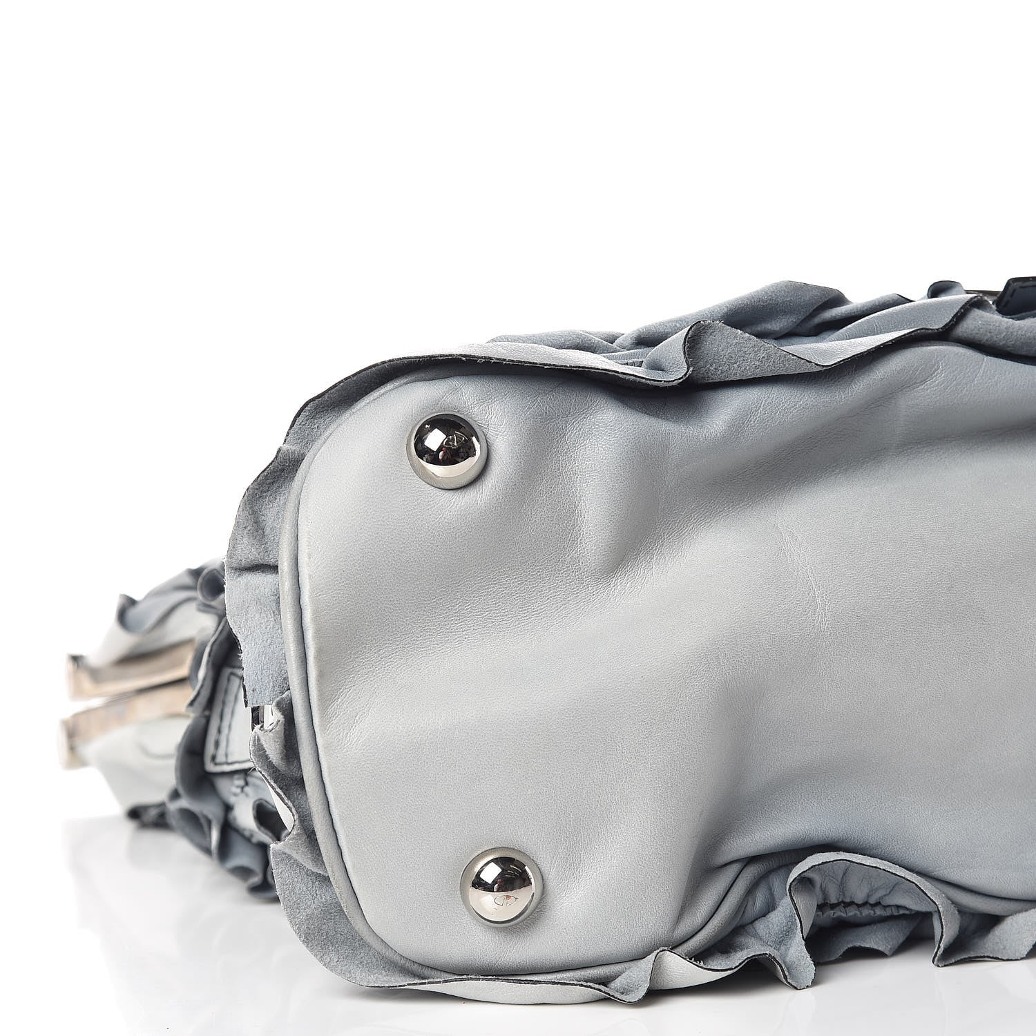 Valentino Garavani Lambskin Ruffle Tote Blue 8 of 14