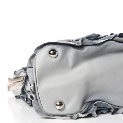 Valentino Garavani Lambskin Ruffle Tote Blue 8 of 14