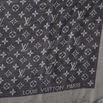 Louis Vuitton Wool Silk Monogram Denim Shawl Blue 4 of 5