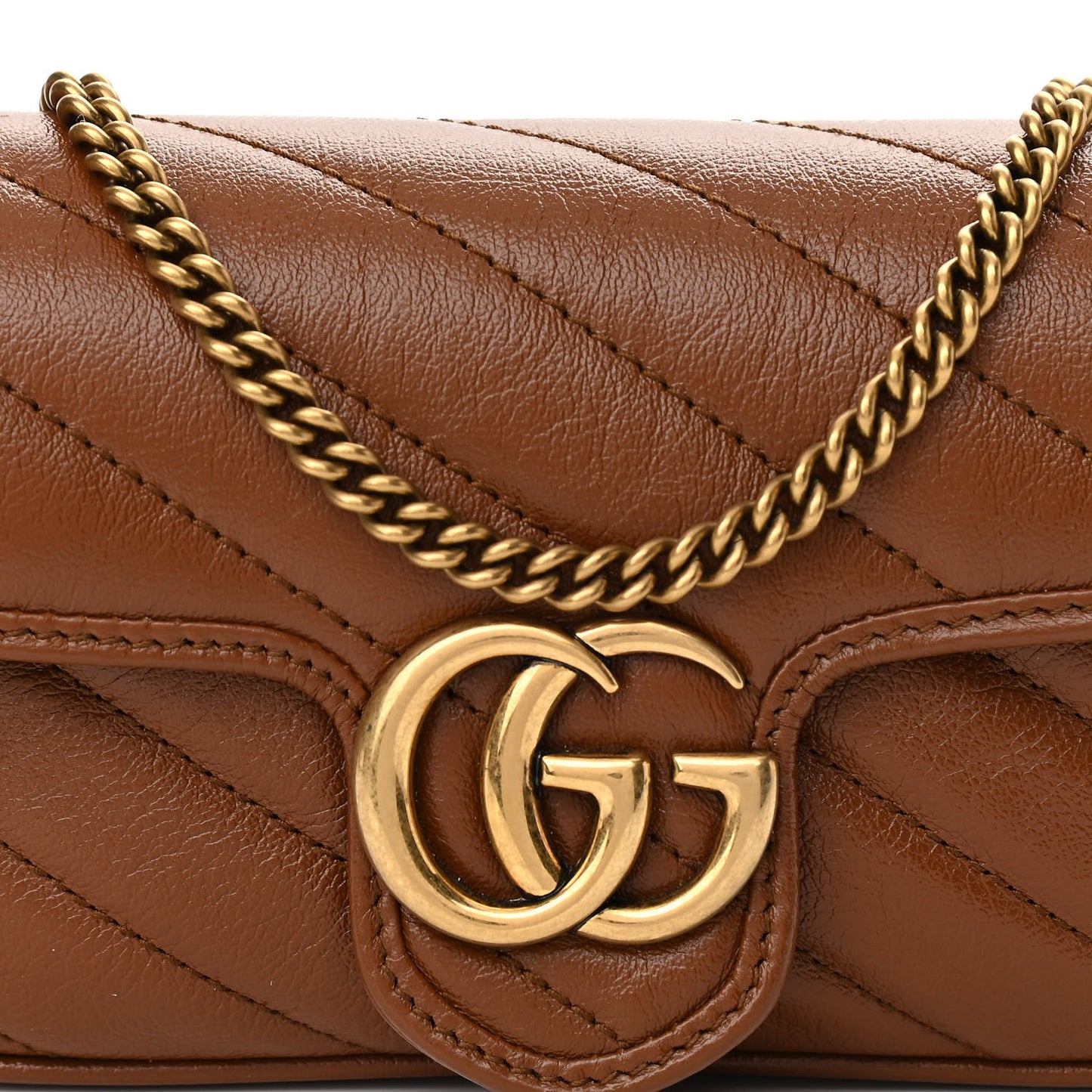 Azalea Calfskin Matelasse Diagonal Super Mini GG Marmont Shoulder Bag Cuir