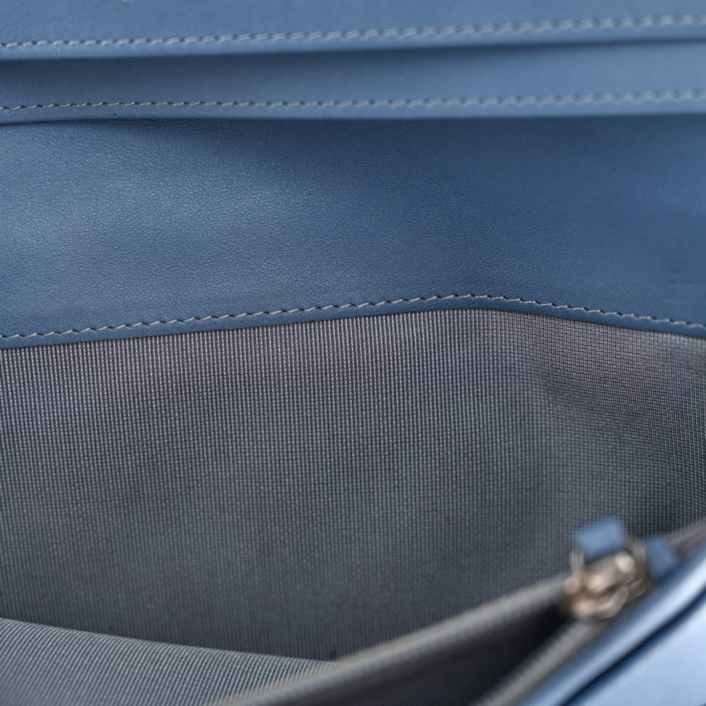 Patent Calfskin Quilted Yen Wallet Blue