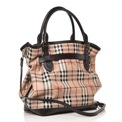 Burberry Haymarket Check Medium Golderton Tote Chocolate 3 of 10