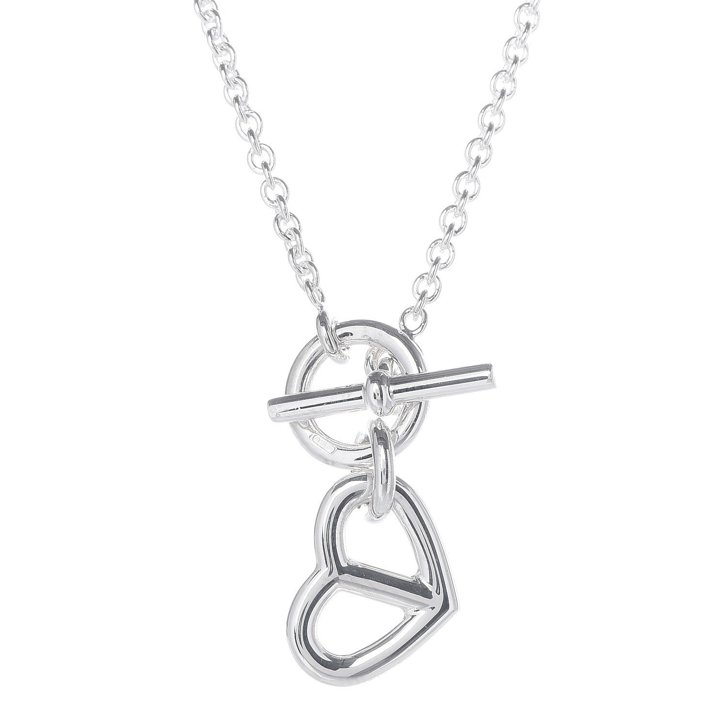 Hermes Sterling Silver Chaine D'Ancre Heart Toggle Necklace 6 of 7