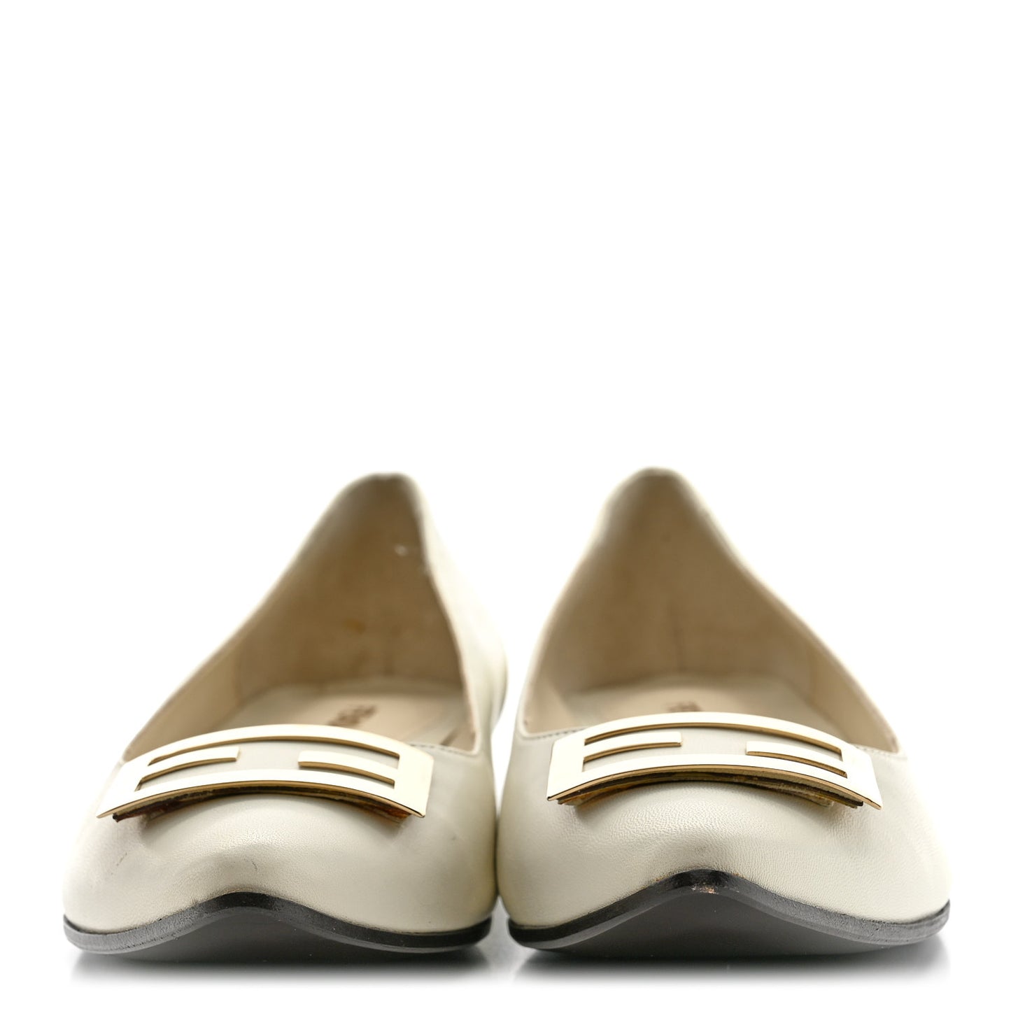 Vitello Cuoio FF Ballerina Flats 37.5 White