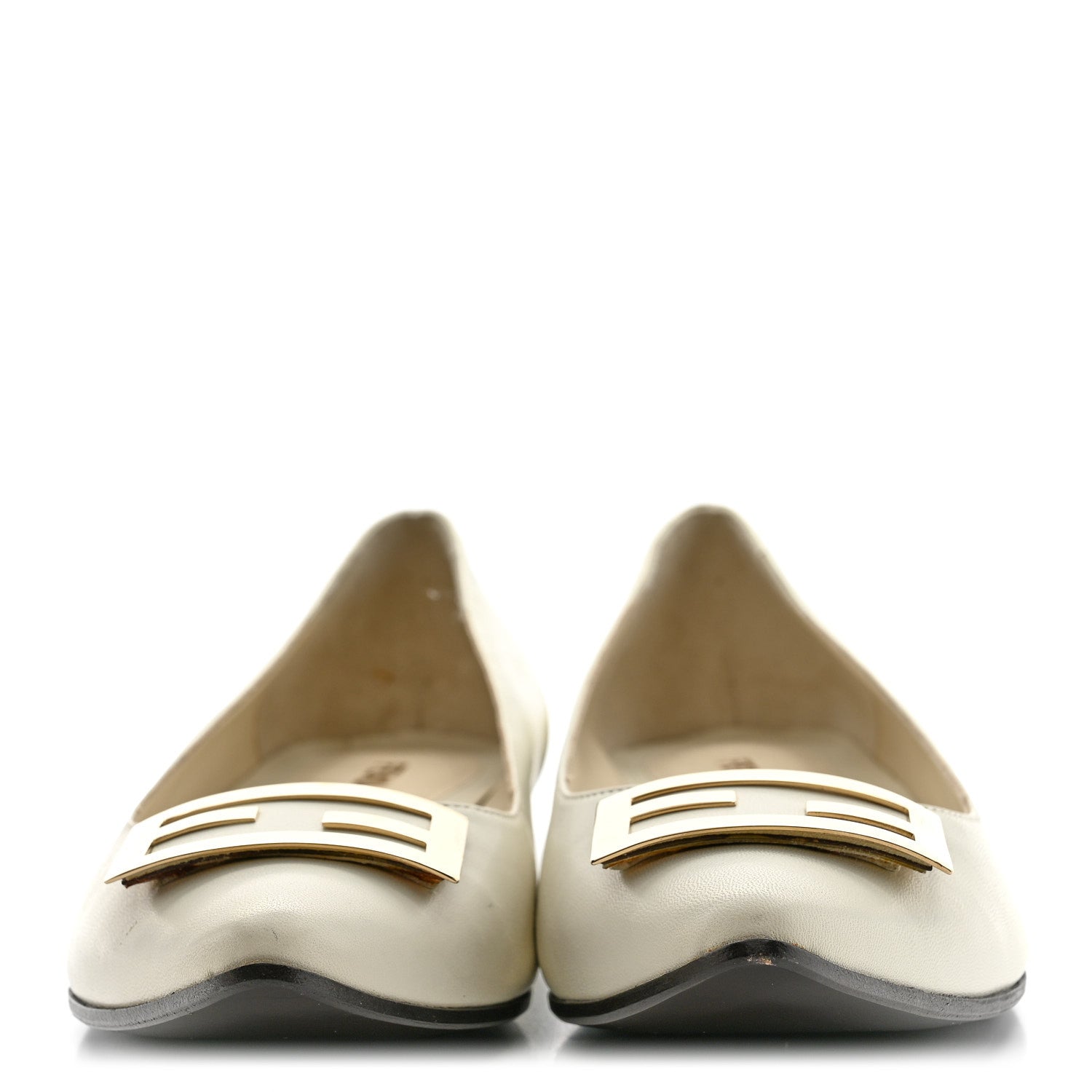 Fendi Vitello Cuoio FF Ballerina Flats 37.5 White 3 of 14
