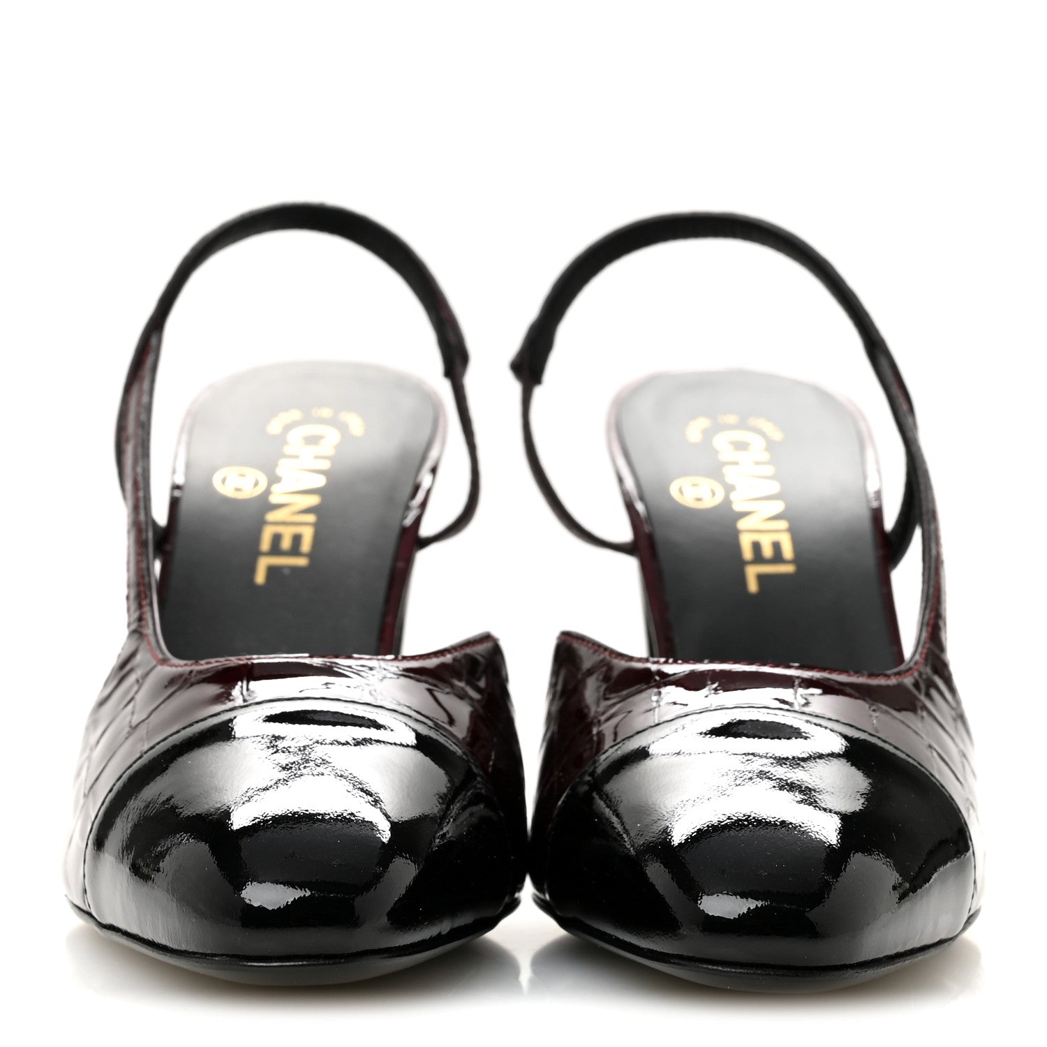 Chanel Patent Calfskin Crocodile Embossed Ballerina Flats 38.5 Dark Burgundy Black 3 of 10