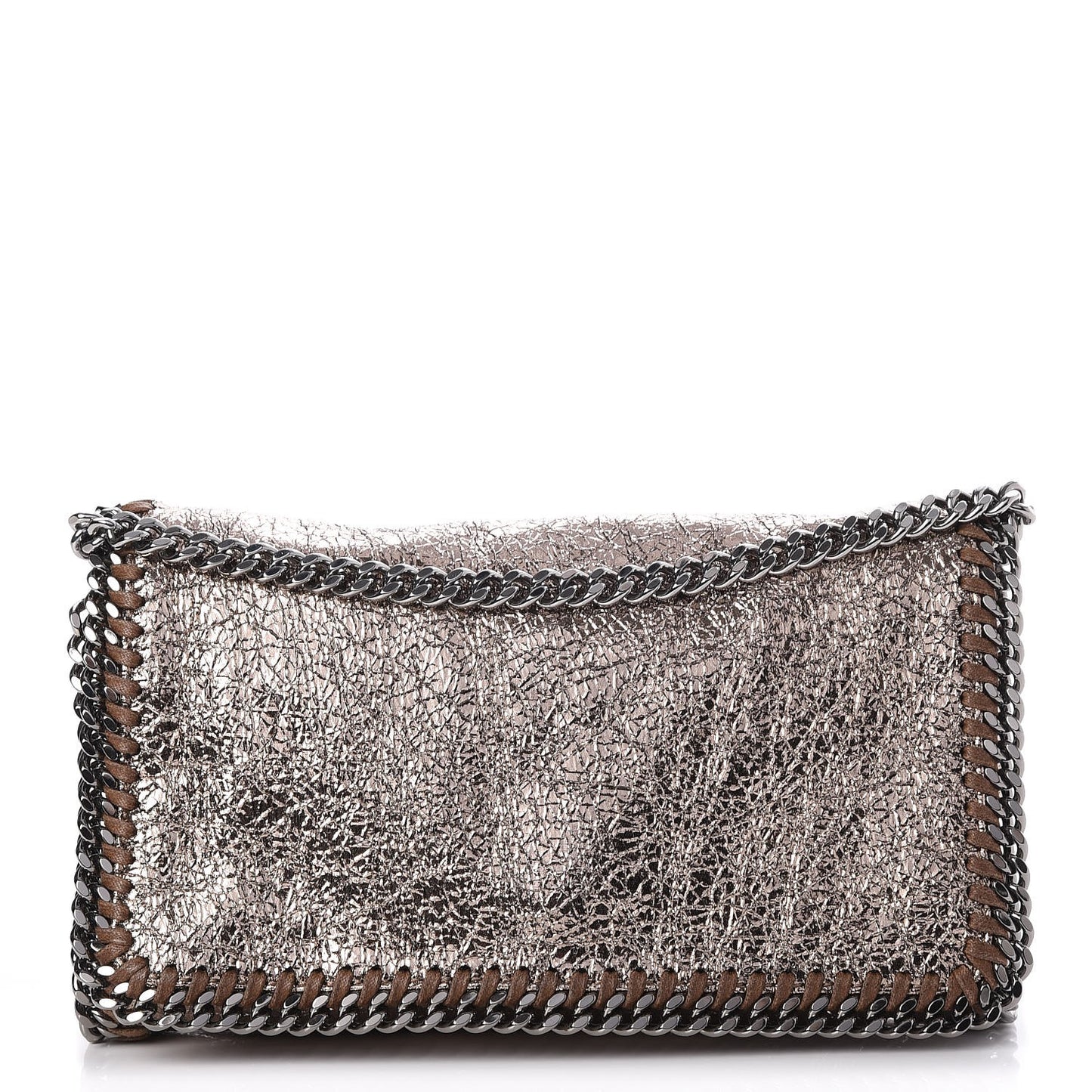 Metallic Crackle Faux Leather Crossbody Bag Rose Gold