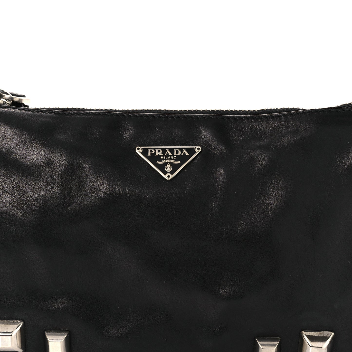 Calfskin Studded Shoulder Bag Black