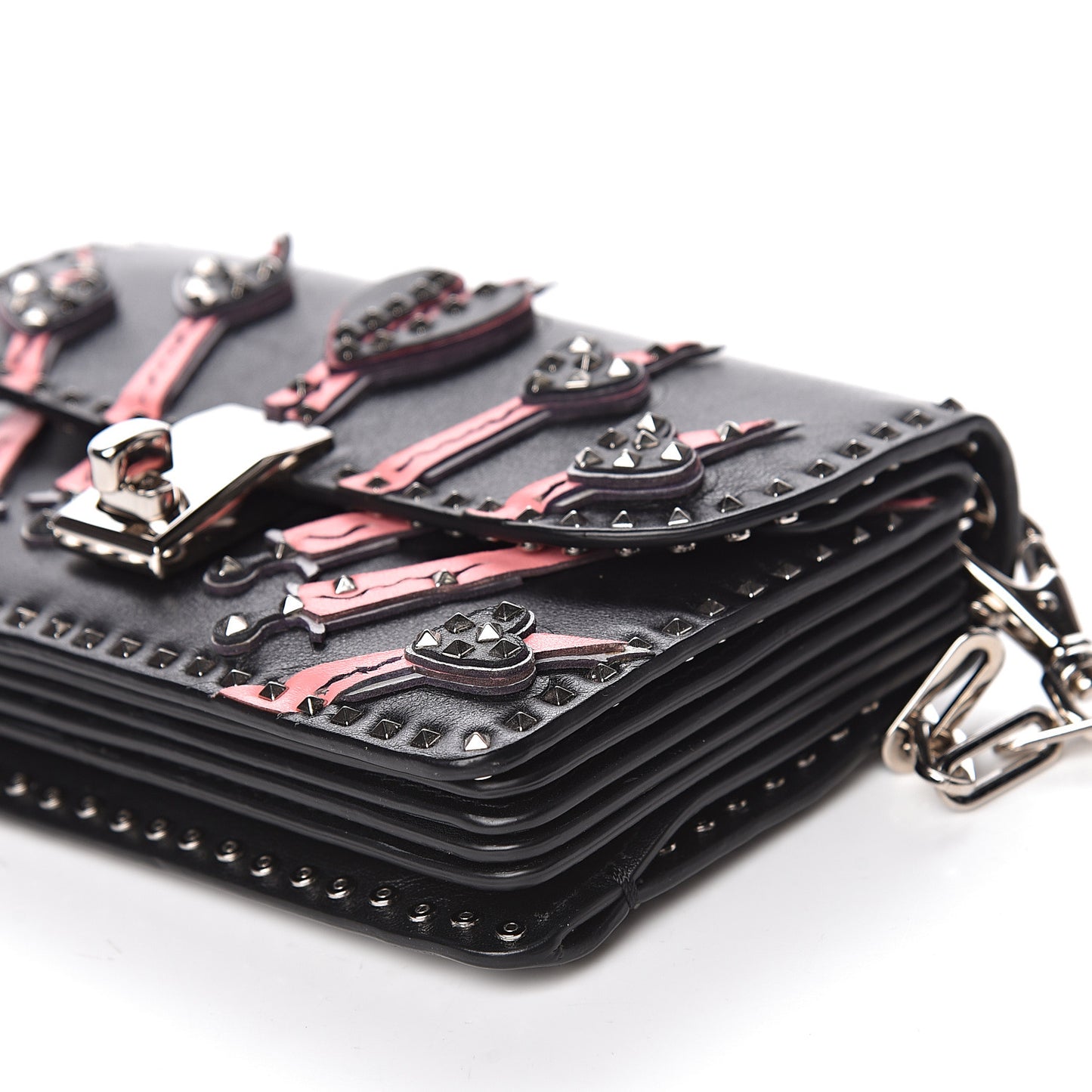 Vitello Loveblade Embellished Accordion Flap Bag Black Multicolor
