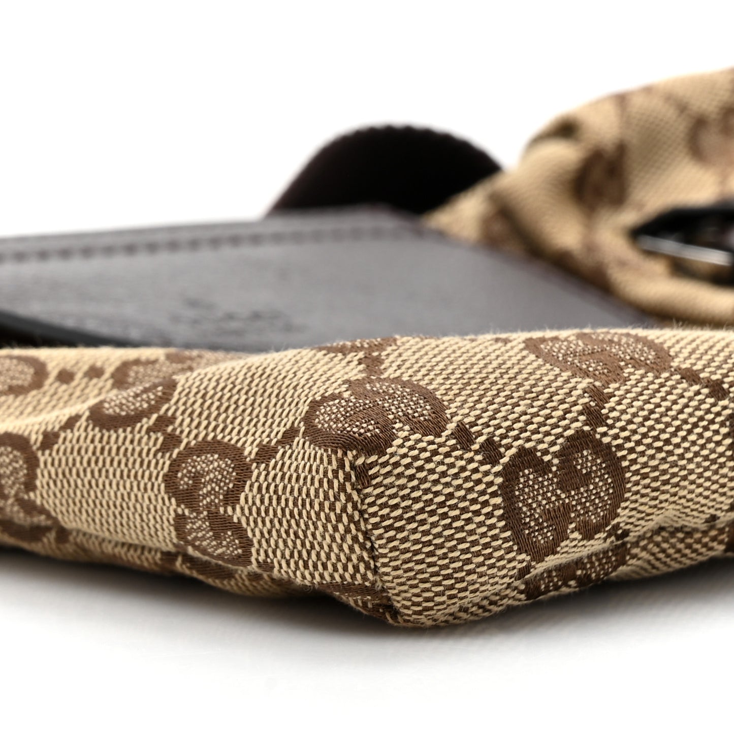 GG Monogram Double Pocket Belt Bag Dark Brown