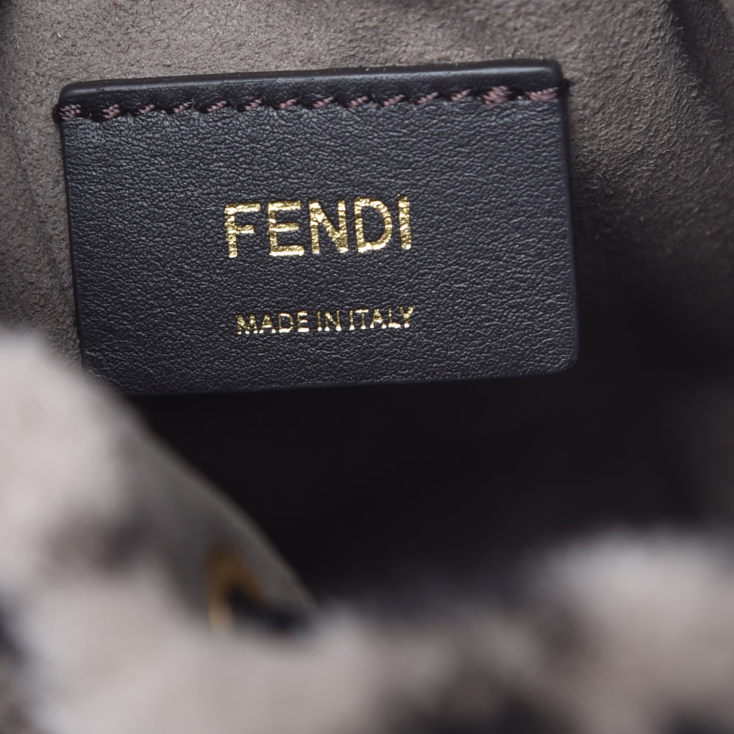 Fendi Shearling F is Macro FF 1974 Diagonal Mini Mon Tresor Bucket Bag Dove Black 7 of 8