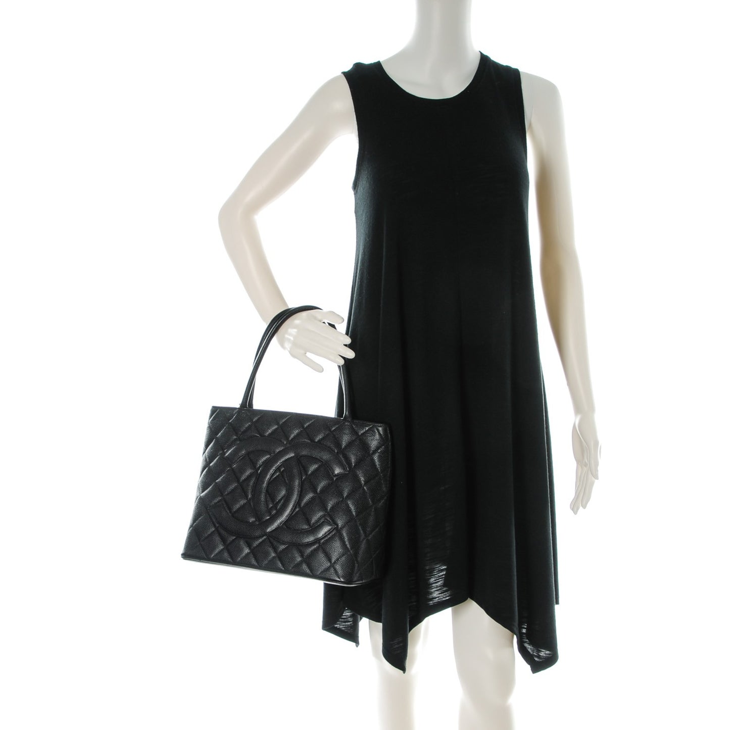 Caviar Quilted Medallion Tote Black