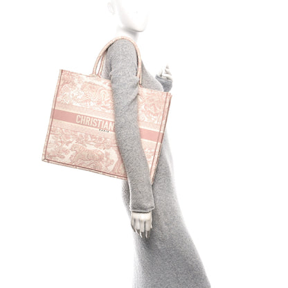Christian Dior Canvas Toile De Jouy Embroidered Large Book Tote Pink 2 of 12