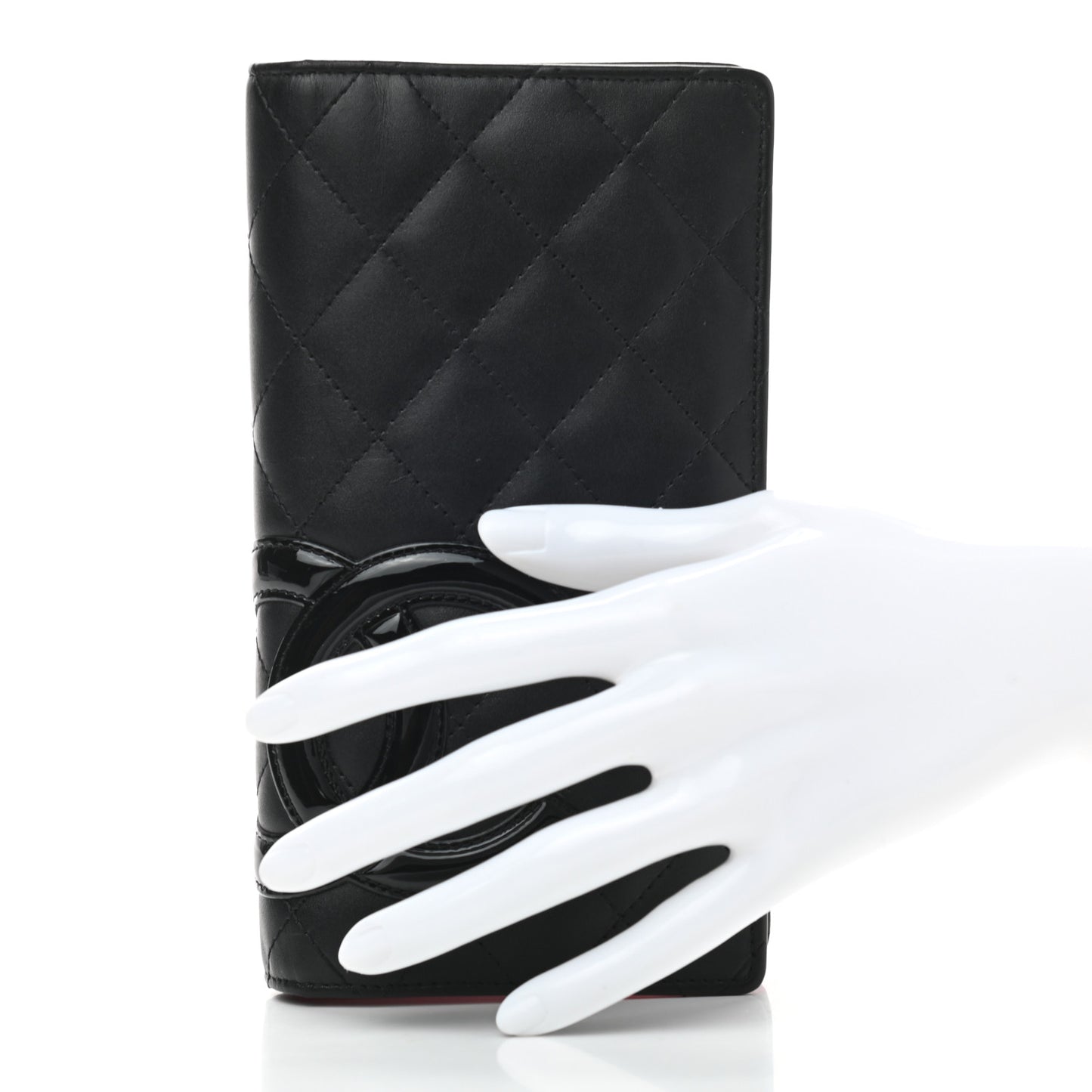 Calfskin Quilted Cambon Yen Wallet Black