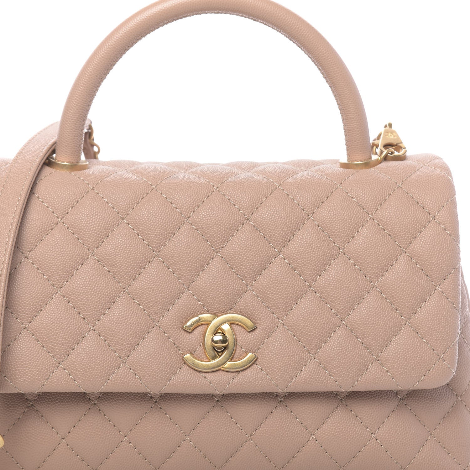 Chanel Caviar Quilted Small Coco Handle Flap Light Beige 10 of 10