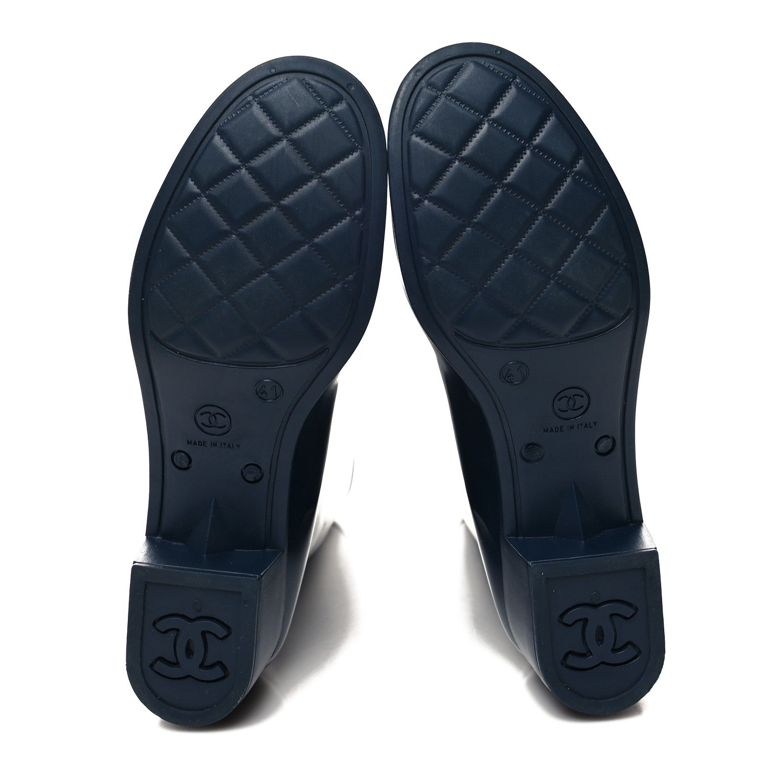 Chanel Rubber Camellia Rain Boots 41 Dark Blue 5 of 8