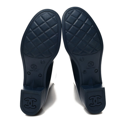 Chanel Rubber Camellia Rain Boots 41 Dark Blue 5 of 8