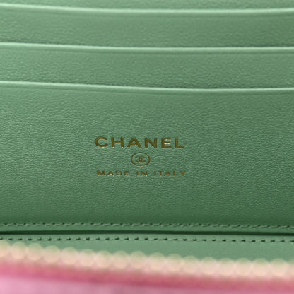 Chanel Lambskin Quilted Small Top Handle Vanity Case With Chain Lilac Light Green 6 of 10
