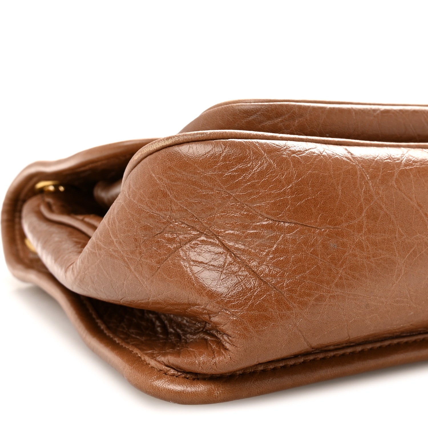 Saint Laurent Crinkled Calfskin Matelasse Monogram Medium Niki Chain Satchel Caramel 8 of 10