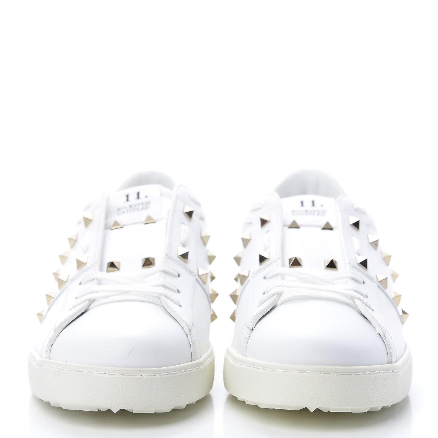 Calfskin Mens Rockstud Untitled Open Sneakers 43 White