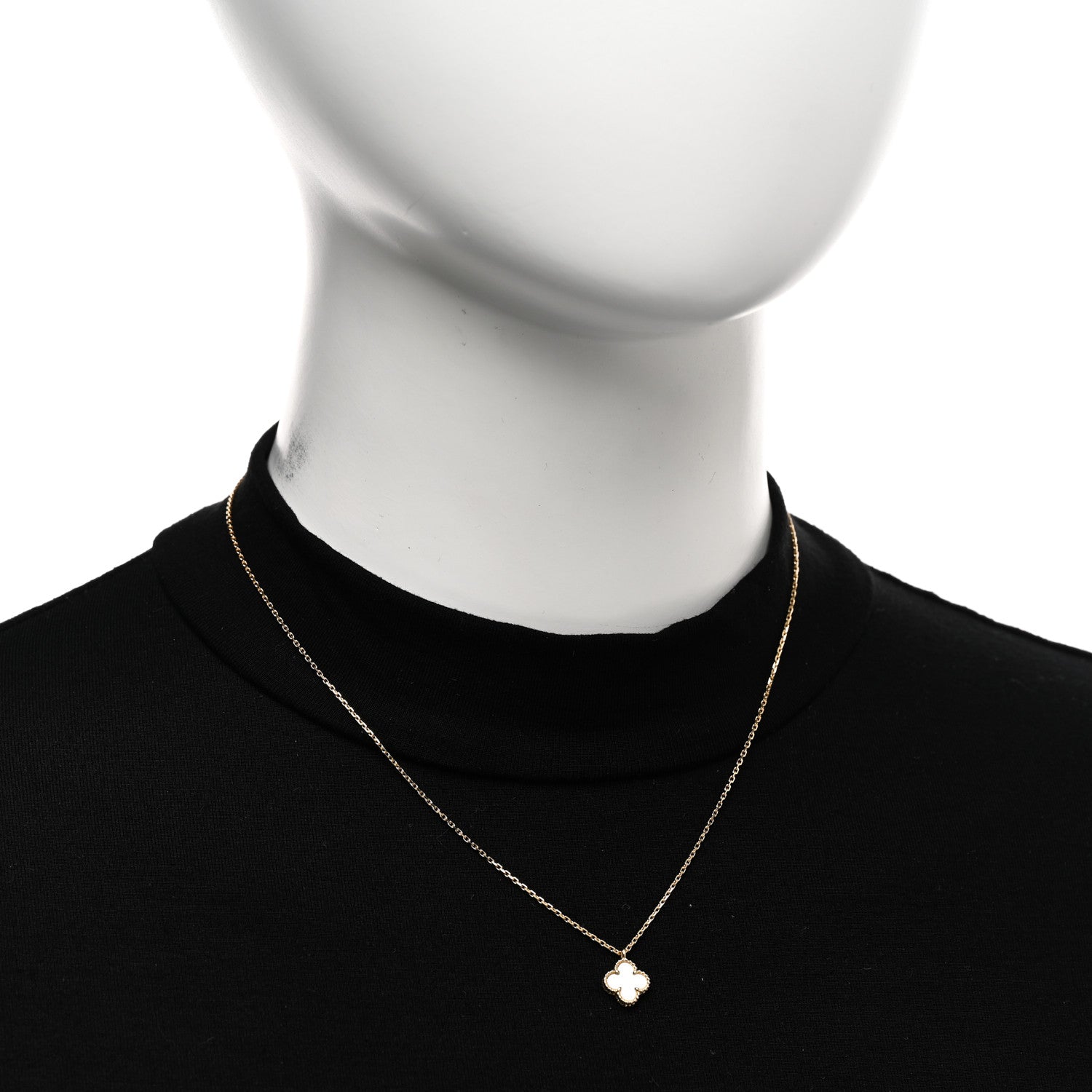 Van Cleef & Arpels 18K Yellow Gold Mother of Pearl Sweet Alhambra Pendant Necklace 2 of 4