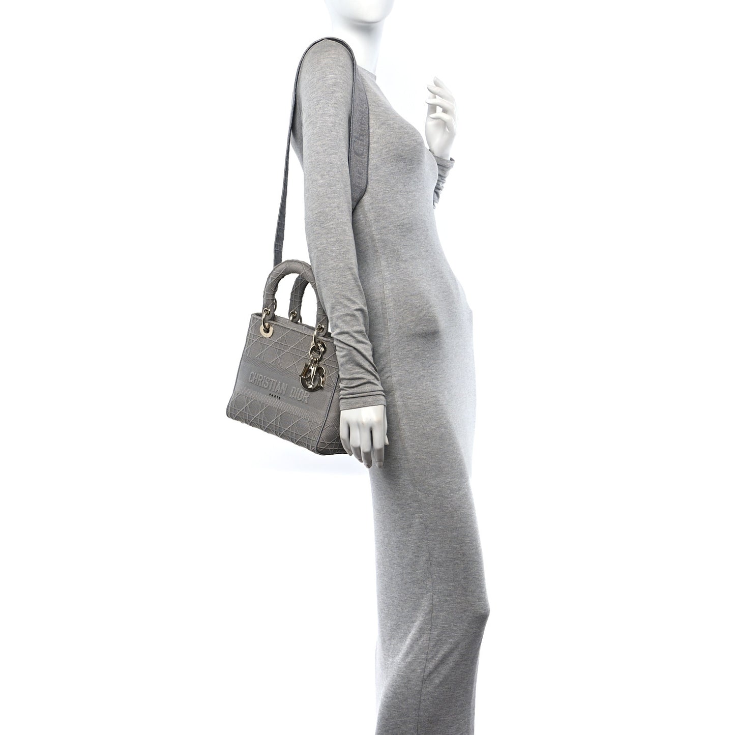 Canvas Embroidered Cannage Medium Lady D-Lite Gray
