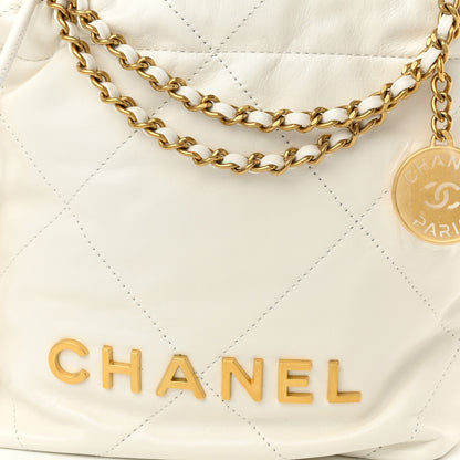 Chanel Shiny Calfskin Quilted Mini Chanel 22 White 8 of 10