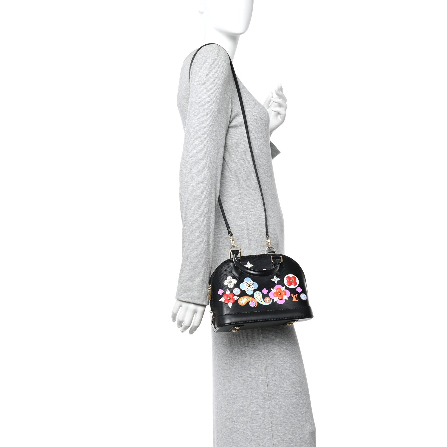 Louis Vuitton Epi Blooming Flowers Alma BB Black 2 of 9