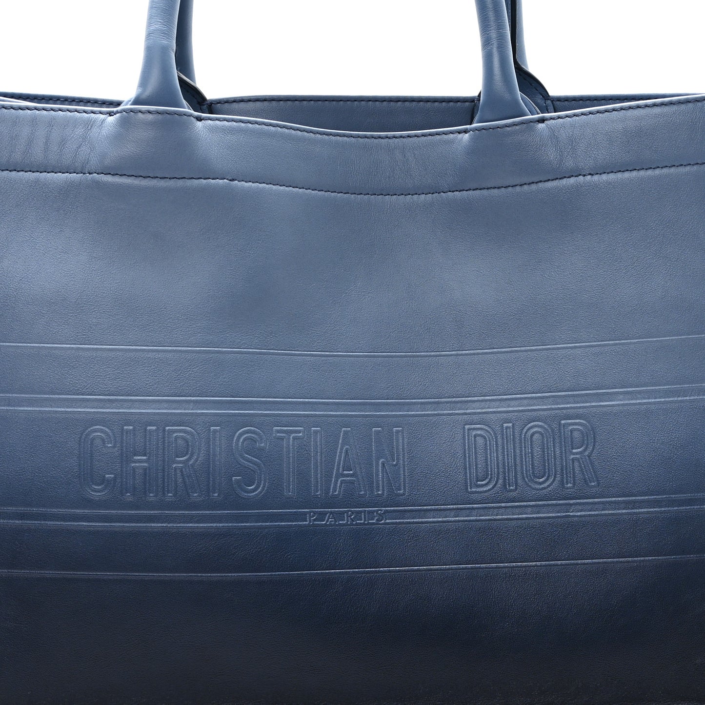 Gradient Smooth Calfskin Embossed Medium Book Tote Indigo Blue