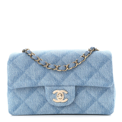 Chanel Denim Quilt Print Mini Rectangular Flap Light Blue 1 of 10