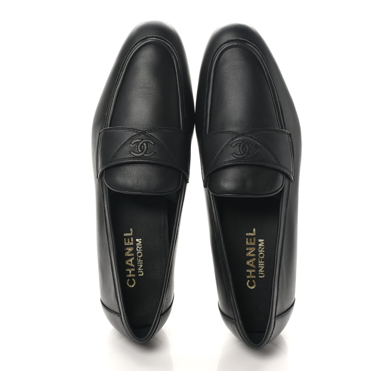 Lambskin Mens Stitched CC Loafers 42 Black