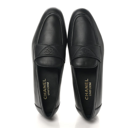Chanel Lambskin Mens Stitched CC Loafers 42 Black 2 of 11