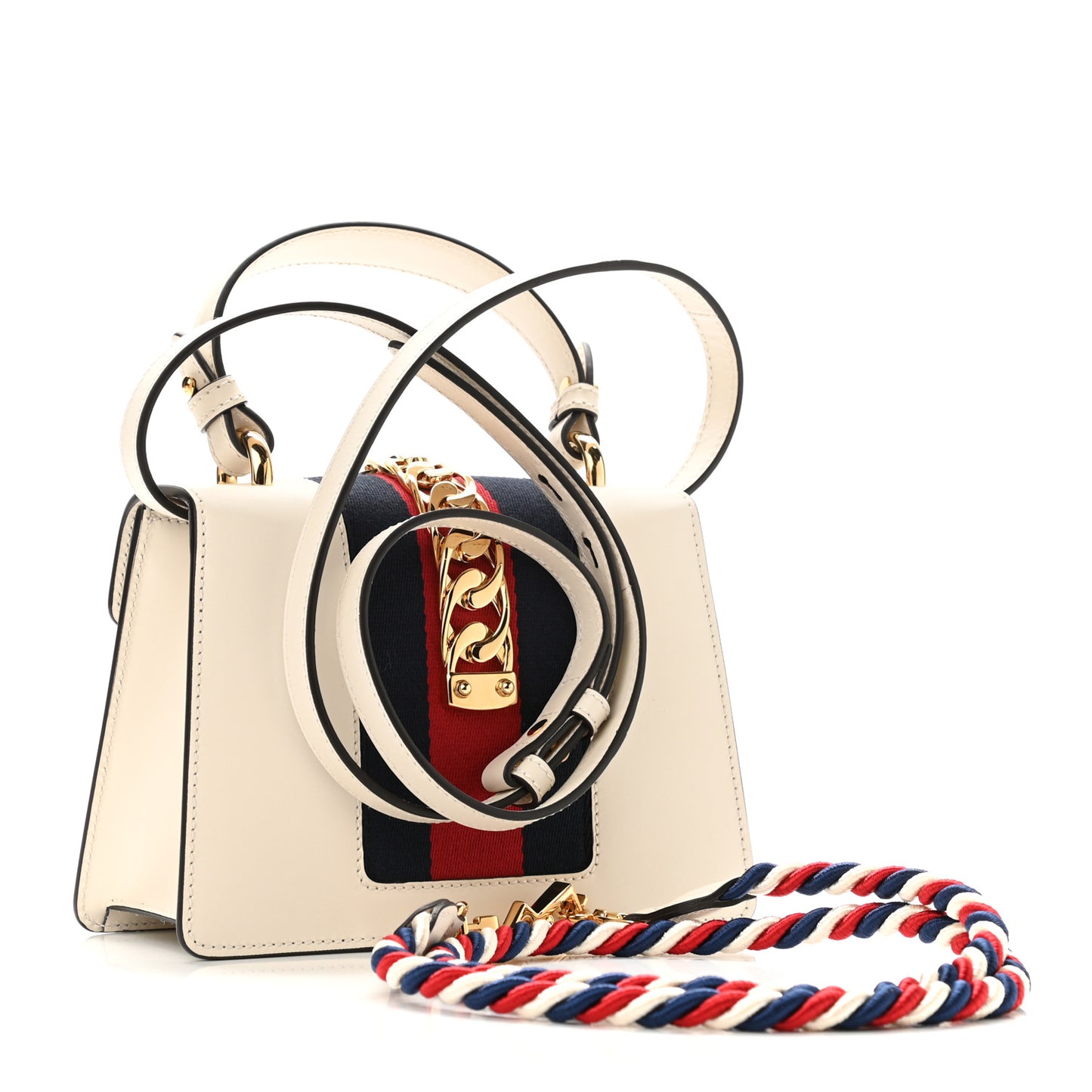 Calfskin Mini Sylvie Top Handle Bag White