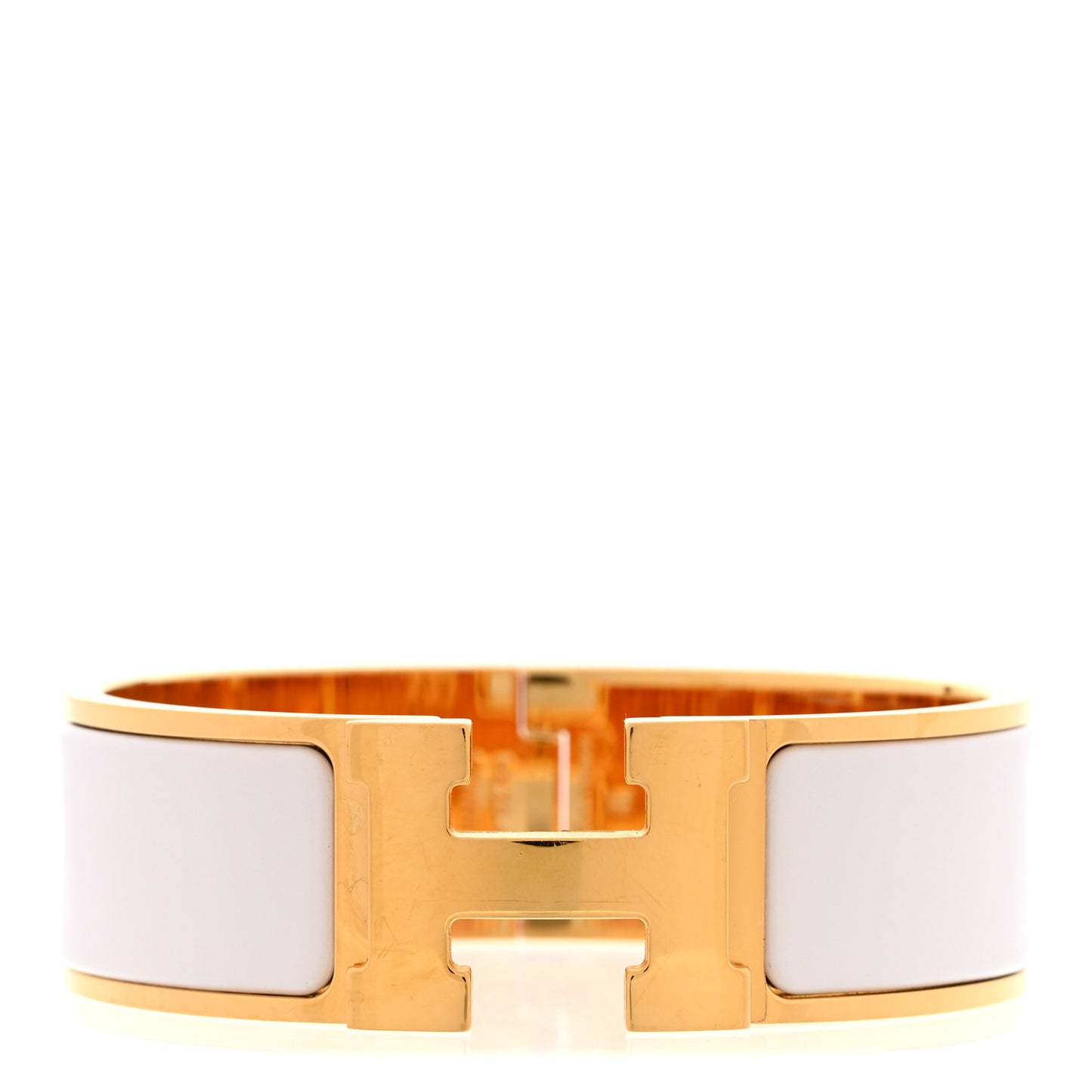 Enamel Wide Clic Clac H Bracelet GM White
