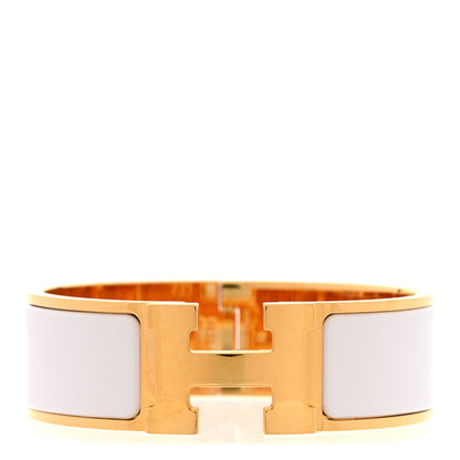 Hermes Enamel Wide Clic Clac H Bracelet GM White 1 of 5