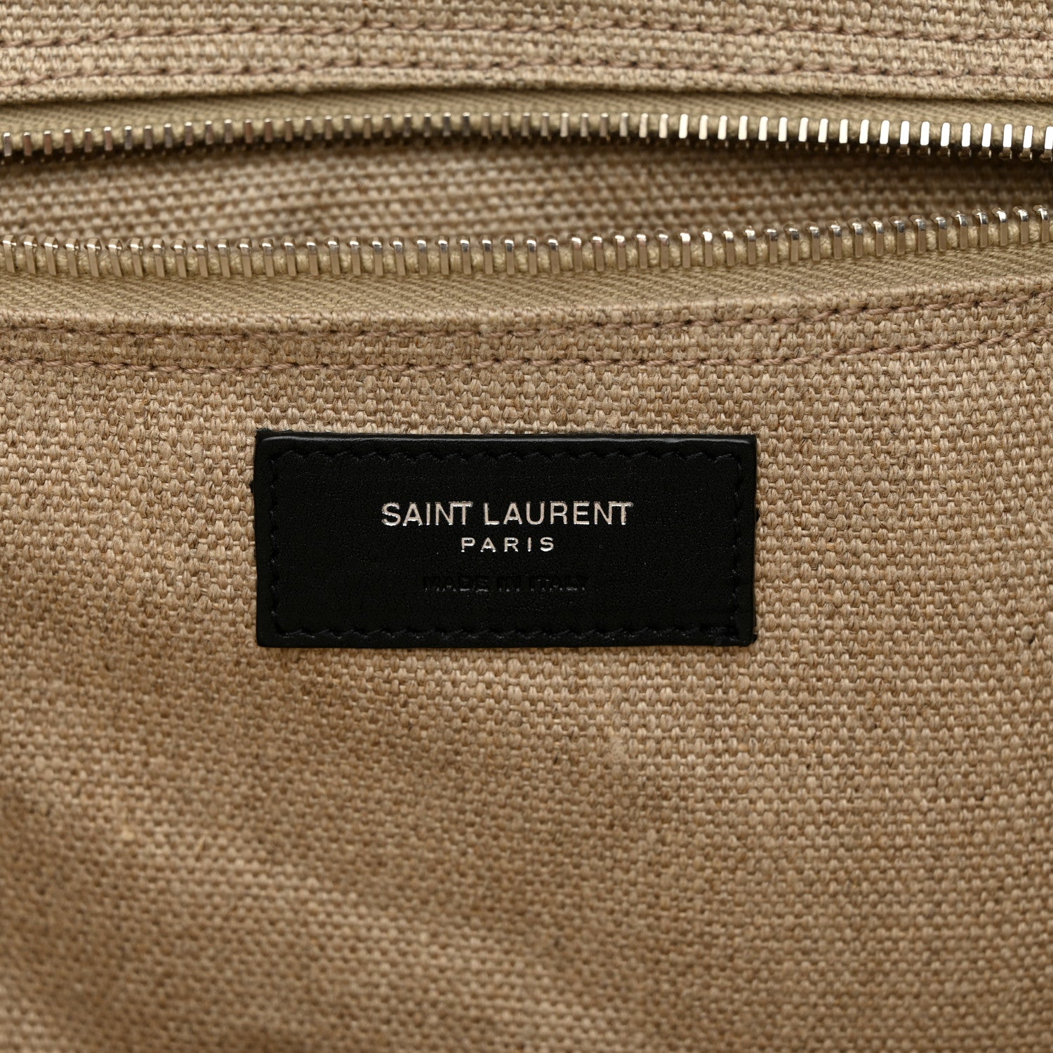 Saint Laurent Linen Calfskin Small Rive Gauche Tote Greggio Natural 6 of 12