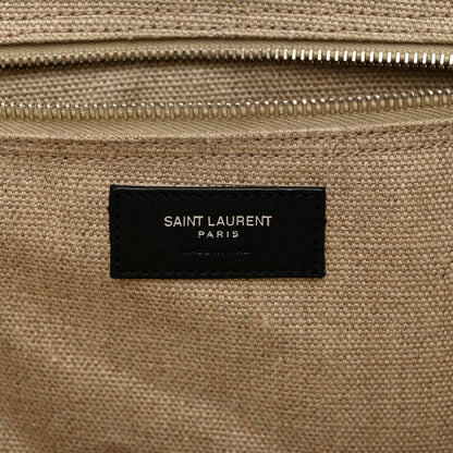 Saint Laurent Linen Calfskin Small Rive Gauche Tote Greggio Natural 6 of 12